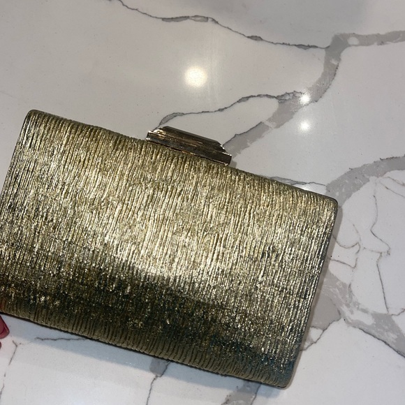 Bloomingdale's Bags Gold Clutch With Cross Body Chain Poshmark